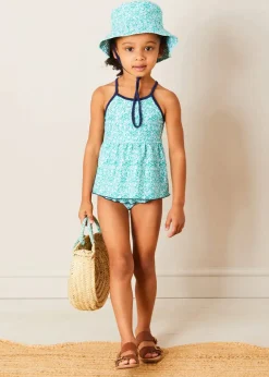 Swimwear | Swimwear | Pepa London Adelaide Floral Bow Detail Two Piece Swimsuit in Green (2-10yrs)