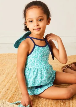Swimwear | Swimwear | Pepa London Adelaide Floral Bow Detail Two Piece Swimsuit in Green (2-10yrs)