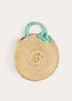 Swimwear | Swimwear | Pepa London Adelaide Floral Detail Raffia Bag in Green