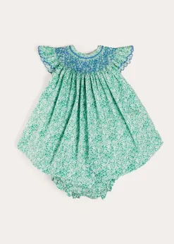 Dresses | Dresses | Pepa London Adelaide Floral Hand Smocked Sleeveless Dress With Bloomers in Green (3mths-3yrs)