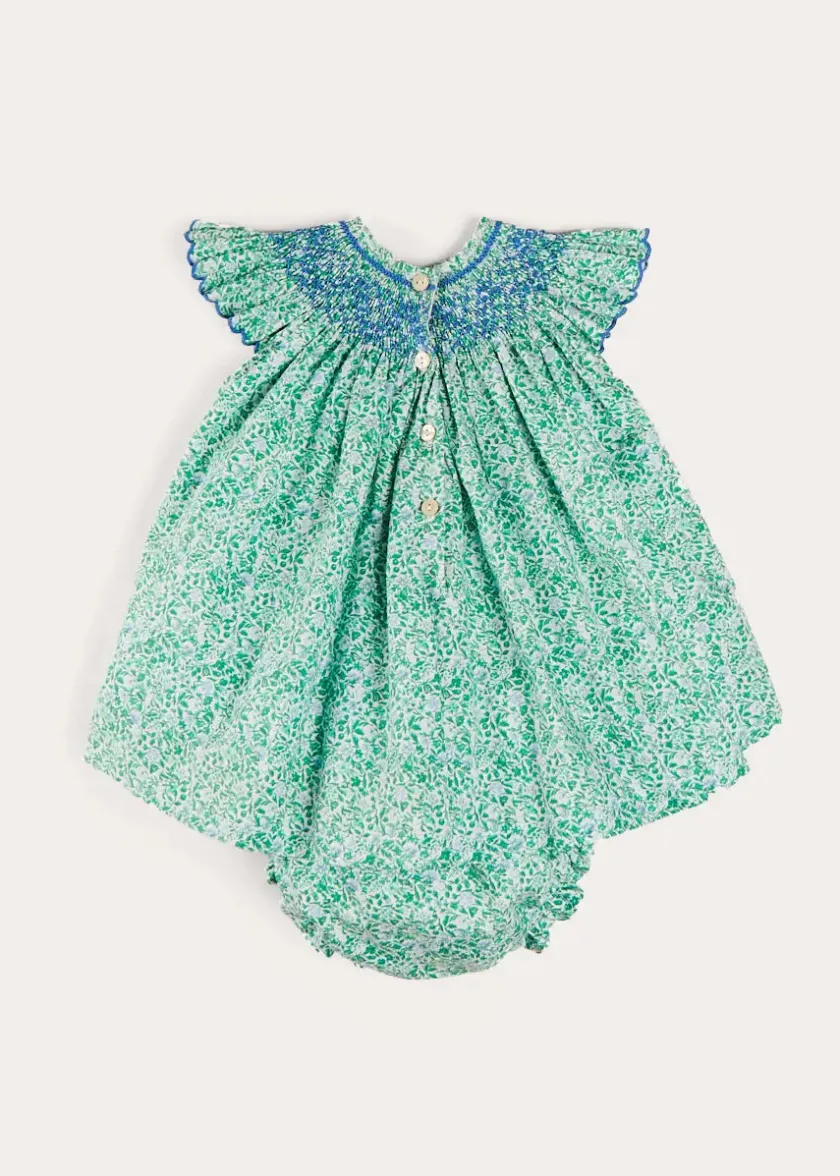 Dresses | Dresses | Pepa London Adelaide Floral Hand Smocked Sleeveless Dress With Bloomers in Green (3mths-3yrs)