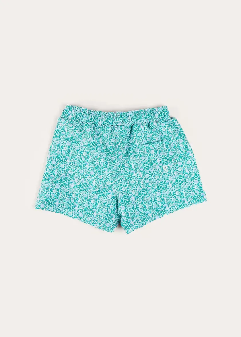 Swimwear | Swimwear | Pepa London Adelaide Floral Tie Detail Swim Shorts in Green (2-10yrs)