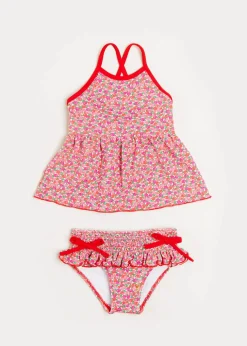 Swimwear | Swimwear | Pepa London Annie Floral Print Bow Detail Two Piece Swimsuit in Pink (12mths-6yrs)