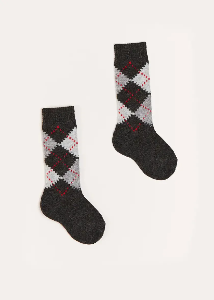 Socks | Socks & Tights | Pepa London Argyle Knee Socks in Grey (2-10yrs)
