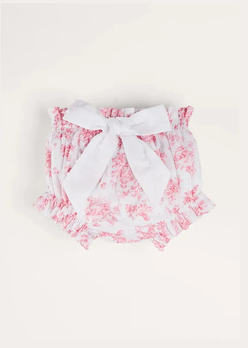Bloomers & Shorts | Bloomers & Pants | Pepa London Audrey Toile Bow Detail Bloomers in Pink (1mth-2yrs)