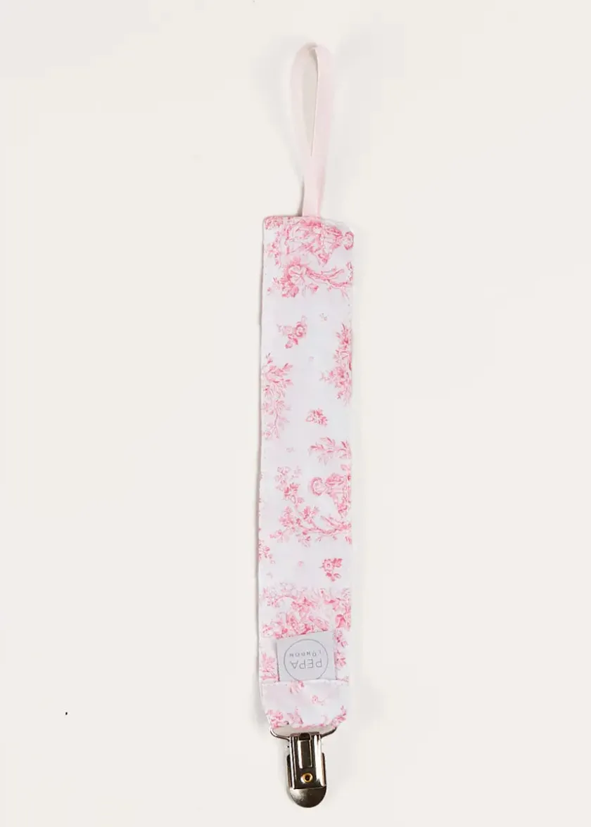 Dummies & Teethers | Dummies & Teethers | Pepa London Audrey Toile Dummy Clip in Pink