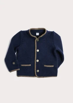 Coats & Jackets | Coats & Jackets | Pepa London Austrian Single Breasted Contrast Trim Jacket in Blue (18mths-10yrs)