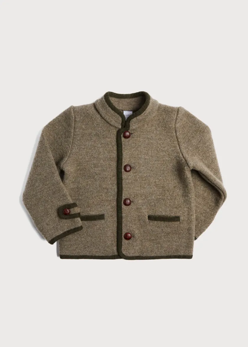 Coats & Jackets | Coats & Jackets | Pepa London Austrian Single Breasted Contrast Trim Jacket in Brown (18mths-10yrs)