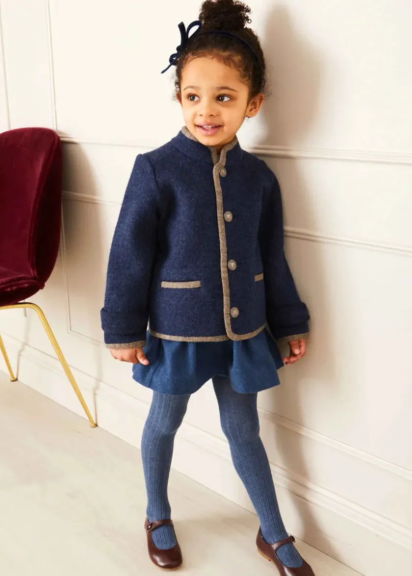 Coats & Jackets | Coats & Jackets | Pepa London Austrian Single Breasted Contrast Trim Jacket in Blue (18mths-10yrs)