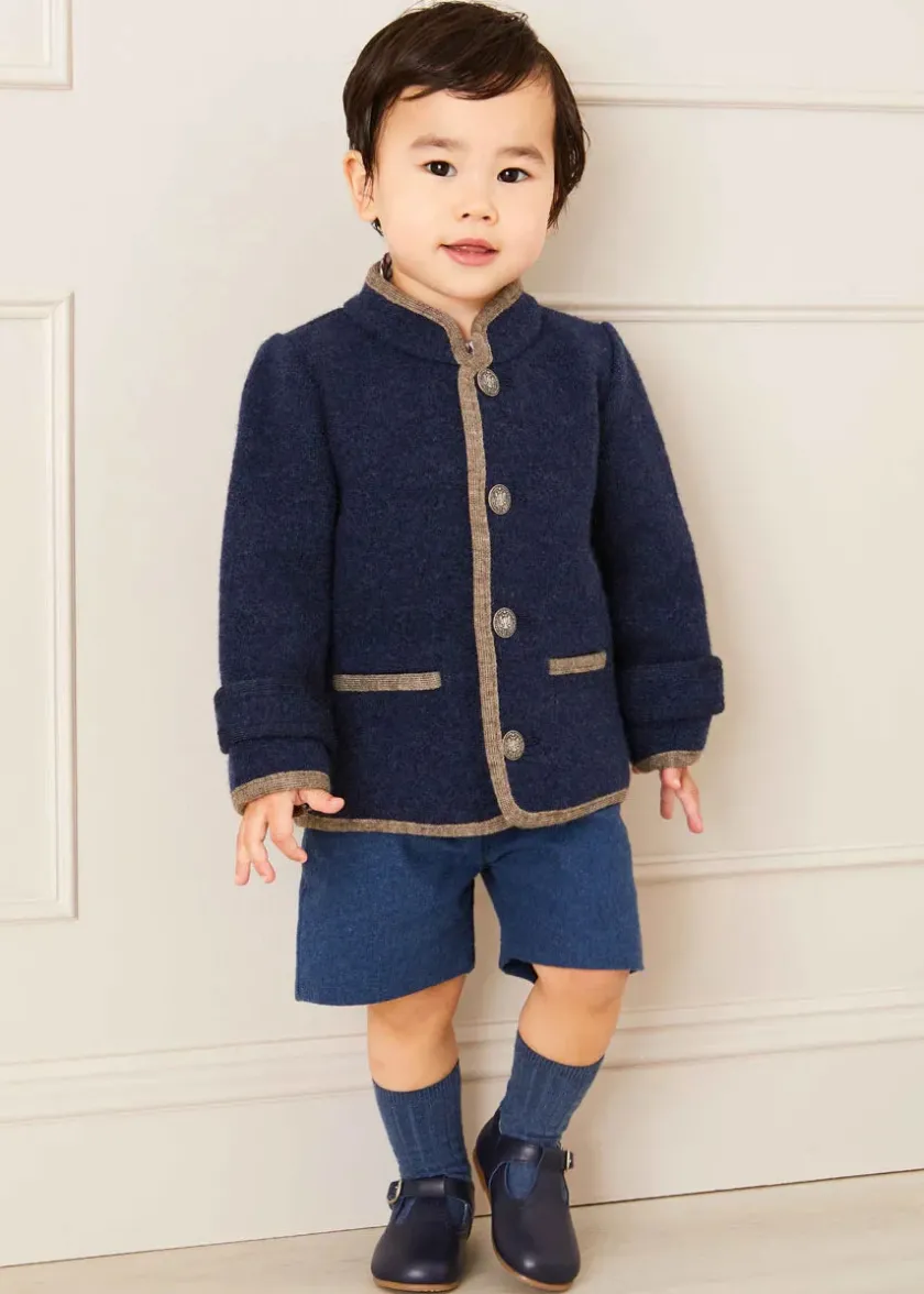 Coats & Jackets | Coats & Jackets | Pepa London Austrian Single Breasted Contrast Trim Jacket in Blue (18mths-10yrs)