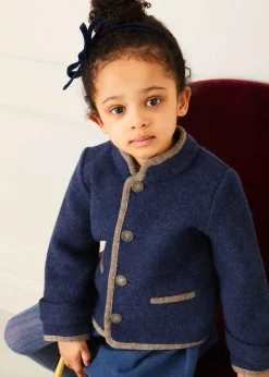 Coats & Jackets | Coats & Jackets | Pepa London Austrian Single Breasted Contrast Trim Jacket in Blue (18mths-10yrs)