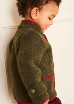 Coats & Jackets | Coats & Jackets | Pepa London Austrian Single Breasted Contrast Trim Jacket in Green (18mths-10yrs)