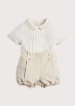 Two-piece Sets | Two-piece Sets | Pepa London Baby Boy Celebration Beige Bloomers and Linen Shirt Set (12mths-3yrs)