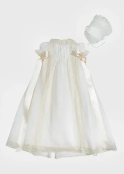 Dresses | Baby Gowns | Pepa London Bespoke Christening Gown with Side Satin Sash and Bonnet