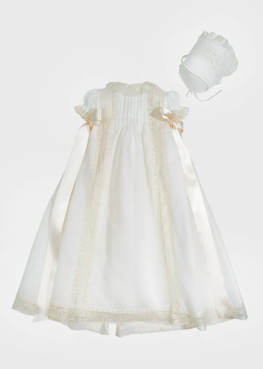 Dresses | Baby Gowns | Pepa London Bespoke Christening Gown with Side Satin Sash and Bonnet