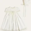 Dresses | Baby Gowns | Pepa London Bespoke Plumeti Embroidered Organic Lawn Cotton Christening Dress and Bonnet