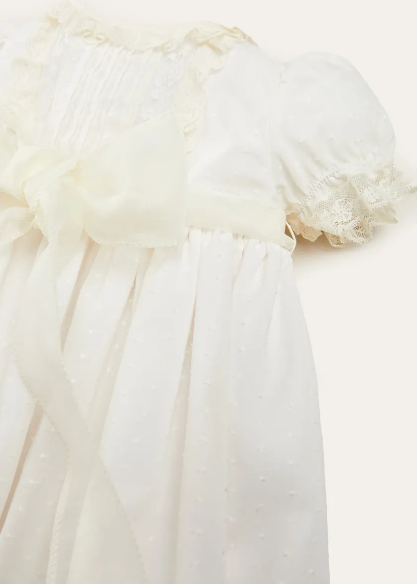 Dresses | Baby Gowns | Pepa London Bespoke Plumeti Embroidered Organic Lawn Cotton Christening Dress and Bonnet