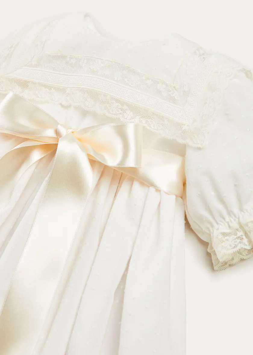 Dresses | Baby Gowns | Pepa London Bespoke Traditional Christening Gown with Front Satin Sash and Bonnet