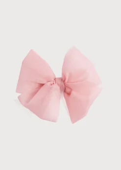 Hair Accessories | Hair Accessories | Pepa London Big Bow Tulle Clip in Dusty Pink