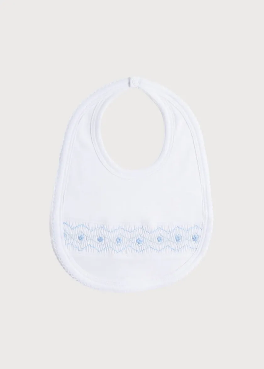 Bibs | Bibs | Pepa London Blue Hand Smocked Bib