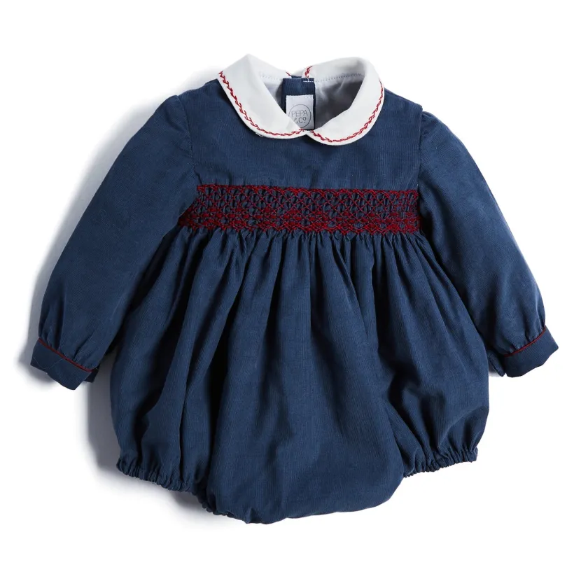 Dungarees & Rompers | Pepa London Blue Hand Smocked Corduroy Romper