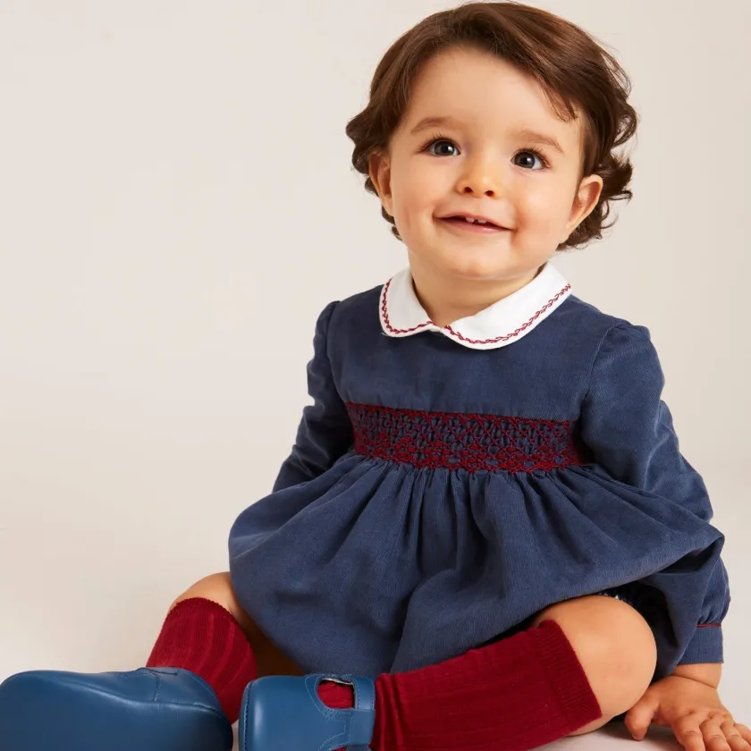 Dungarees & Rompers | Pepa London Blue Hand Smocked Corduroy Romper