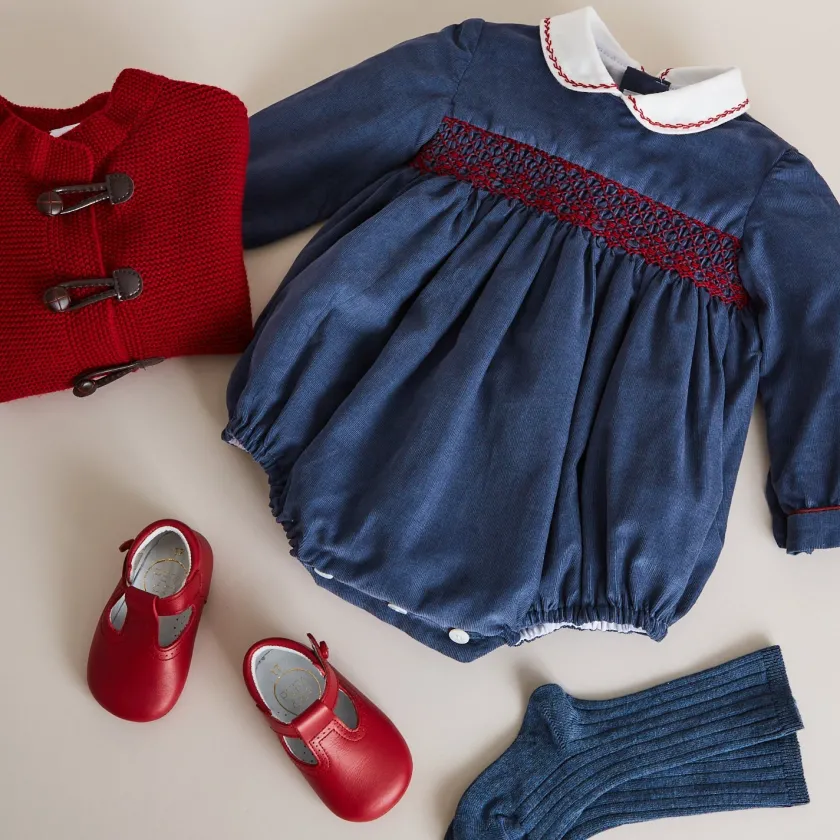 Dungarees & Rompers | Pepa London Blue Hand Smocked Corduroy Romper