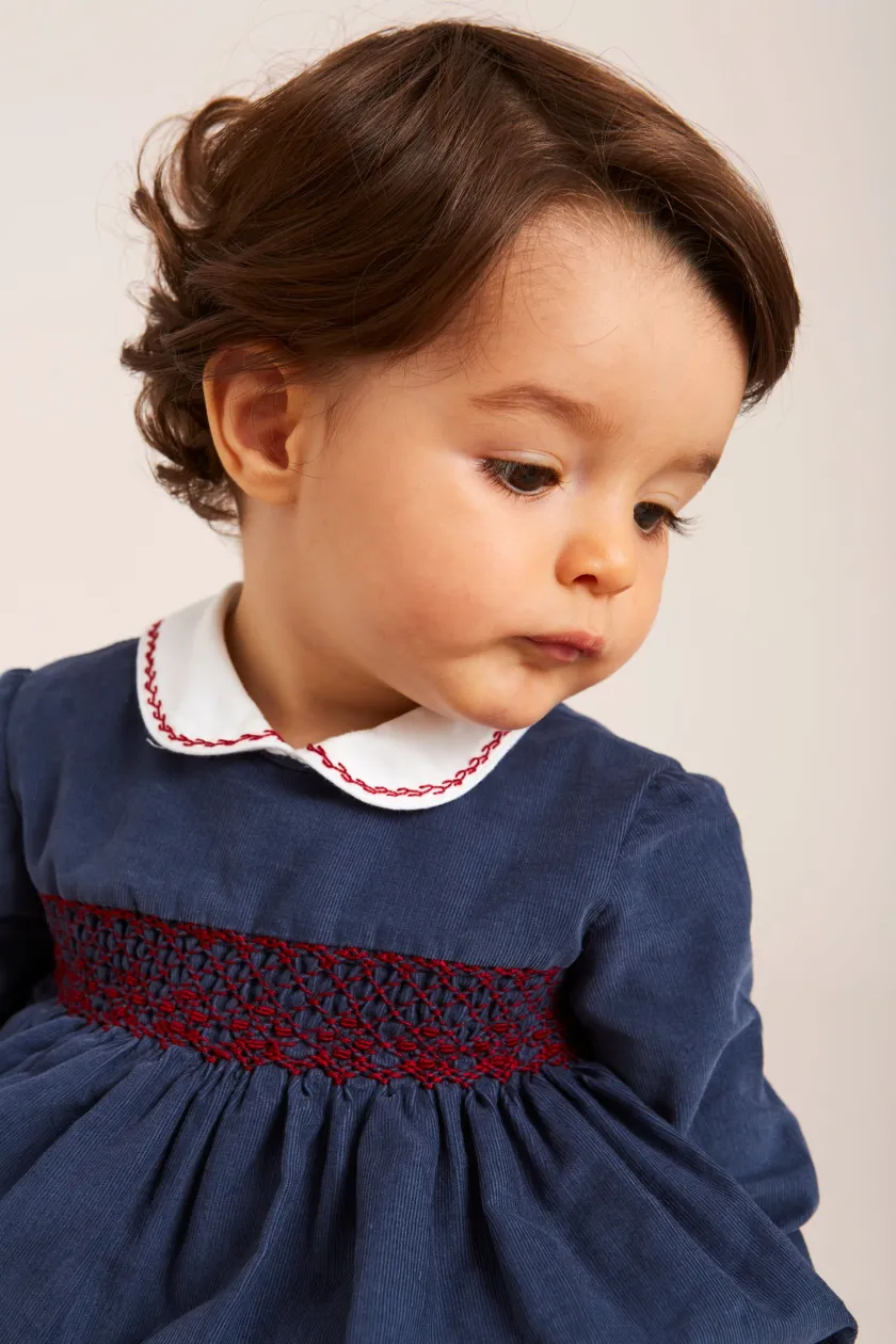 Dungarees & Rompers | Pepa London Blue Hand Smocked Corduroy Romper