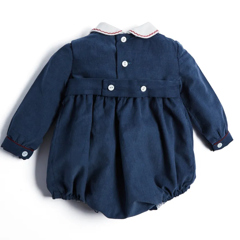 Dungarees & Rompers | Pepa London Blue Hand Smocked Corduroy Romper
