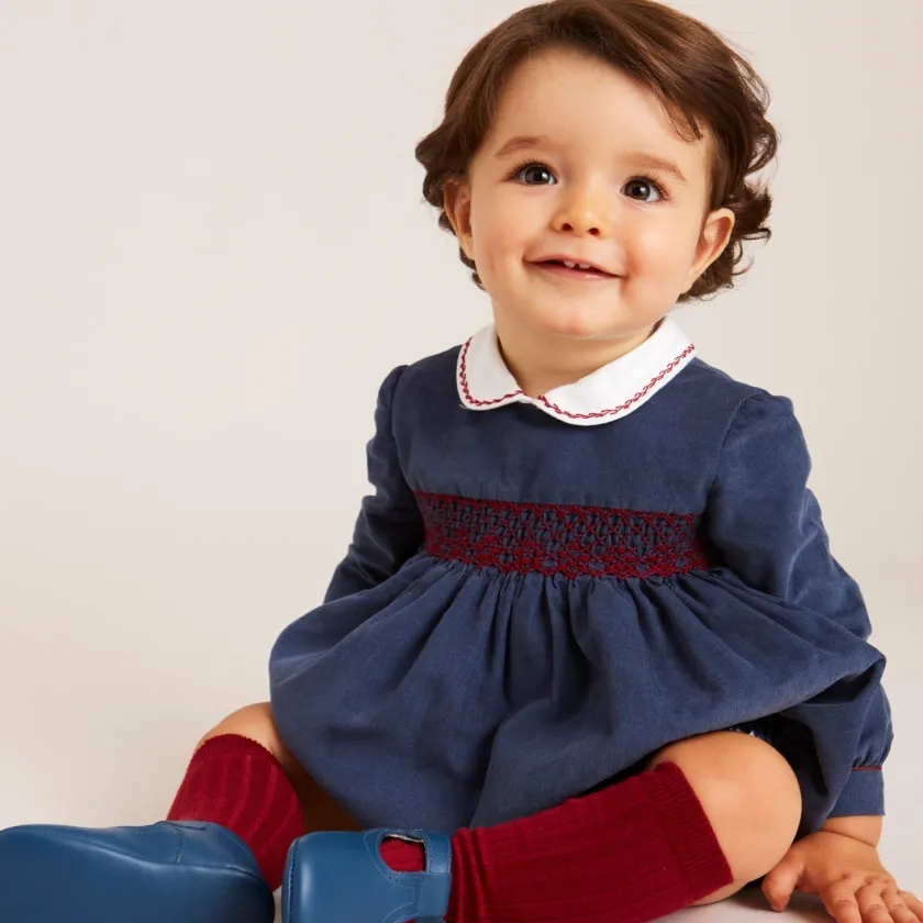 Dungarees & Rompers | Pepa London Blue Hand Smocked Corduroy Romper