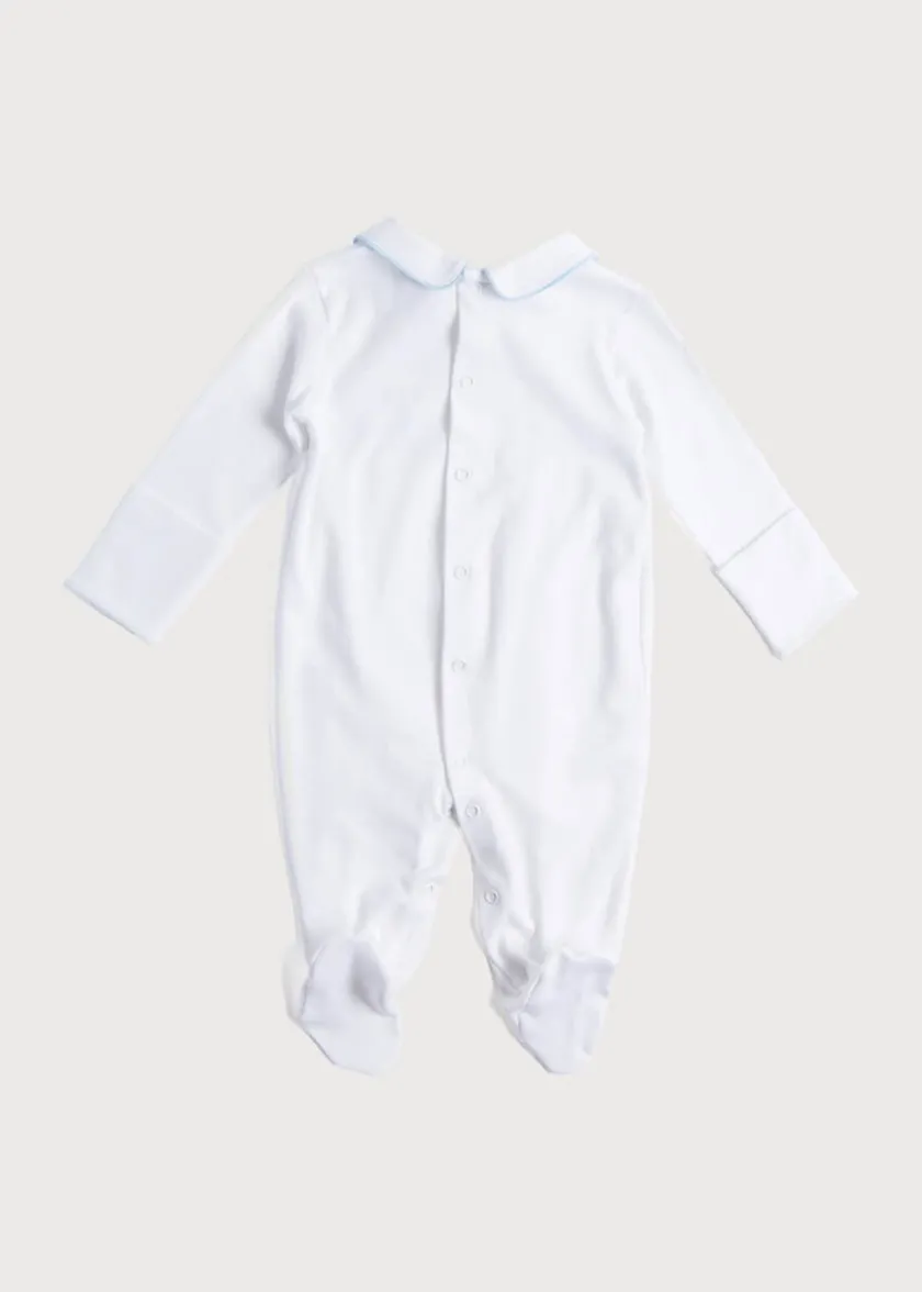 Two-piece Sets | Nightwear | Pepa London Blue Hand Smocked Cotton All-in-One (1-18mths)