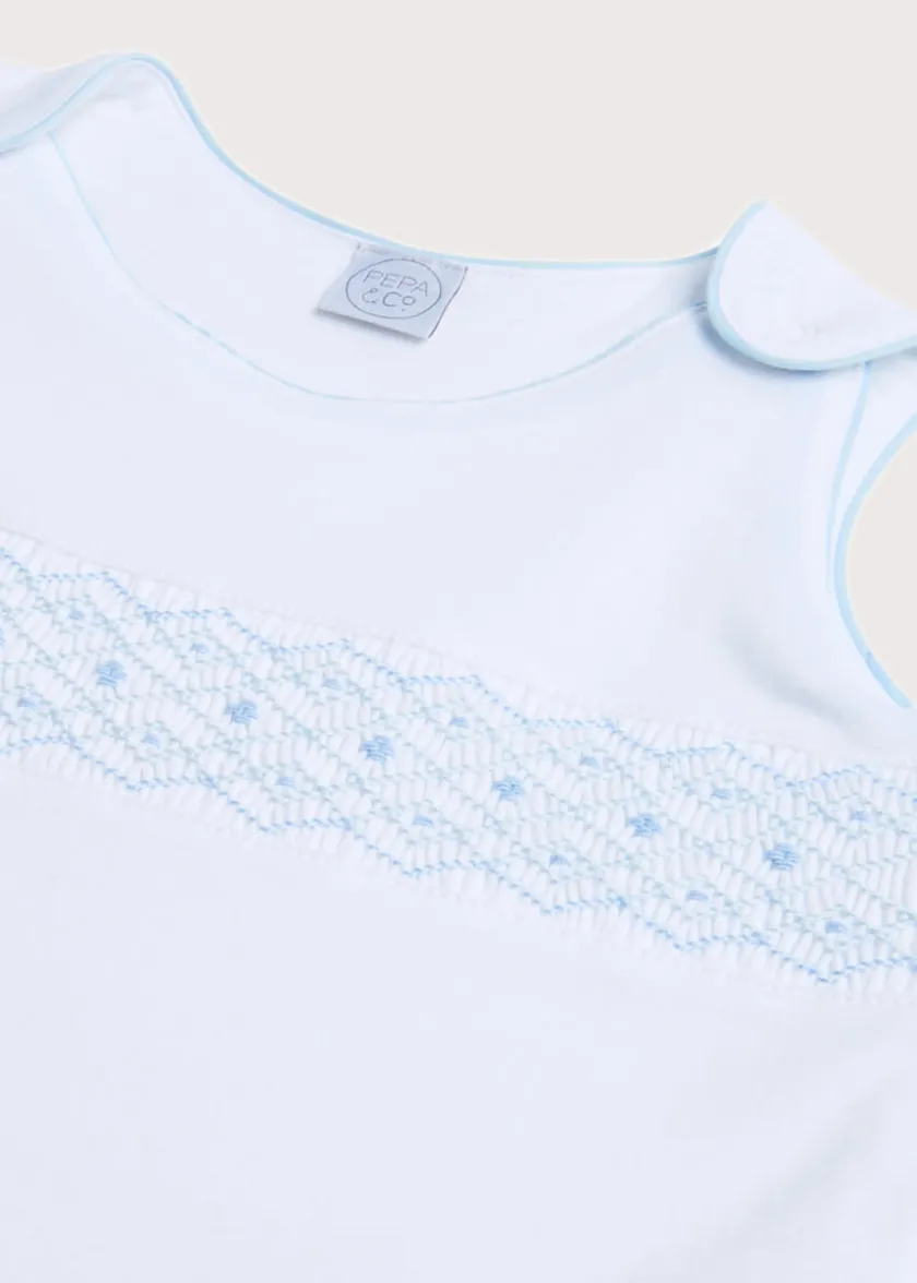 Nightwear | Nightwear | Pepa London Blue Hand Smocked Sleeping Bag (3-18mths)