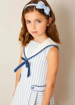 Hair Accessories | Gifting | Pepa London Blue Linen Big Bow Hairband
