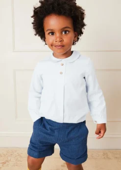 Shirts | Pepa London Blue Peter Pan Collar Shirt With Front Pleat (12mths-3yrs)