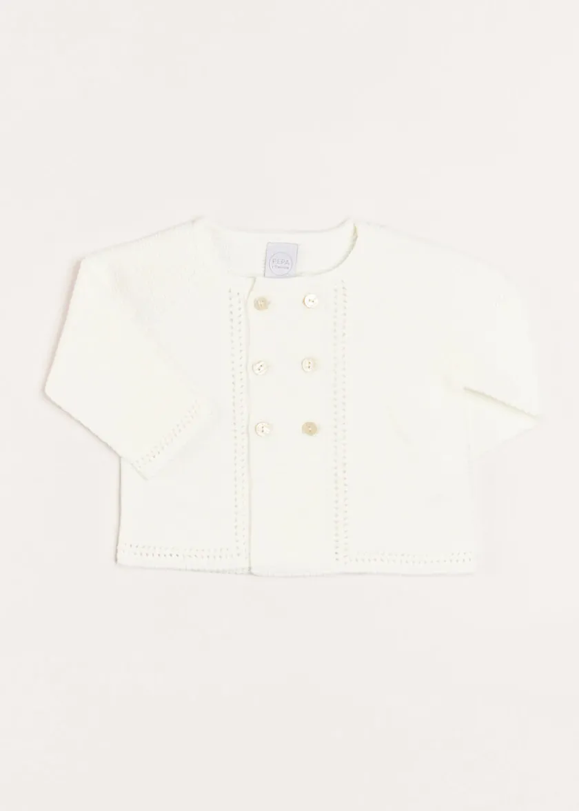 Knitwear & Cardigans | Knitwear & Cardigans | Pepa London Boys Celebration Cardigan in Ivory (12mths-10yrs)