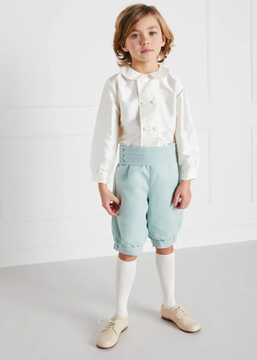 Tops & Shirts | Tops & Shirts | Pepa London Boy's white double-breasted Peter Pan collar silk shirt (12mths-10yrs)