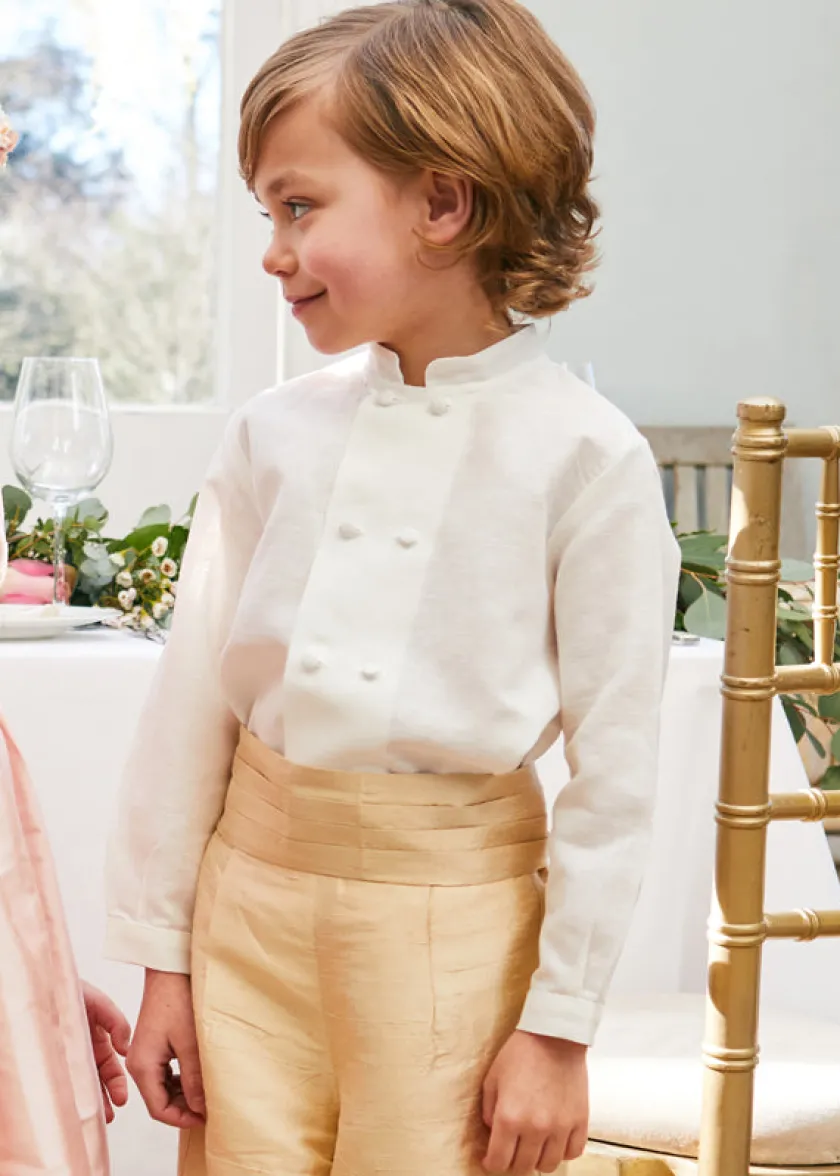 Tops & Shirts | Tops & Shirts | Pepa London Boy's white double-breasted Mandarin collar shirt (12mths-10yrs)