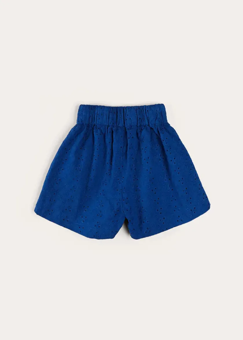 Up To 12 Years | Skirts & Shorts | Pepa London Broderie Anglais Button Detail Shorts in Blue (4-12yrs)