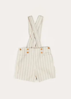 Shorts & Trousers | Bloomers, Shorts & Trousers | Pepa London Brompton Striped Shorts With Braces in Beige (12mths-4yrs)