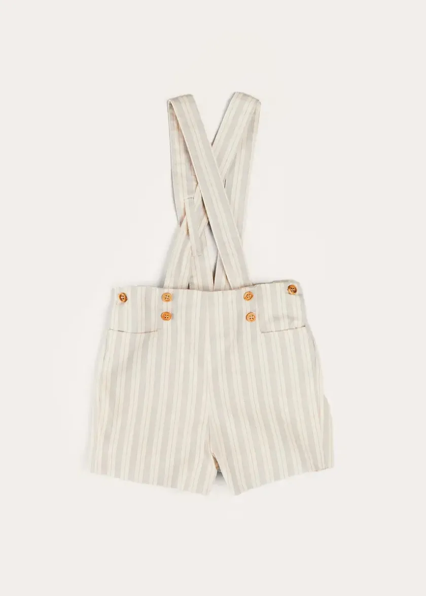Shorts & Trousers | Bloomers, Shorts & Trousers | Pepa London Brompton Striped Shorts With Braces in Beige (12mths-4yrs)