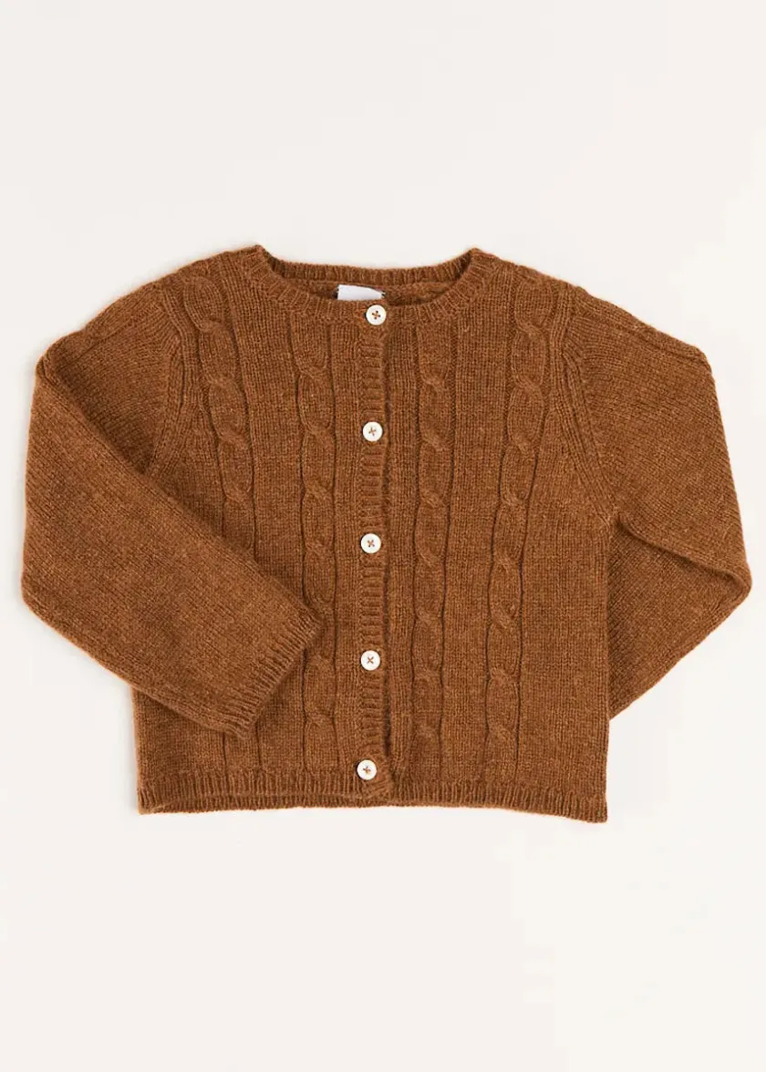 Knitwear & Cardigans | Knitwear & Cardigans | Pepa London Cable Cardigan in Brown (6mths-3yrs)