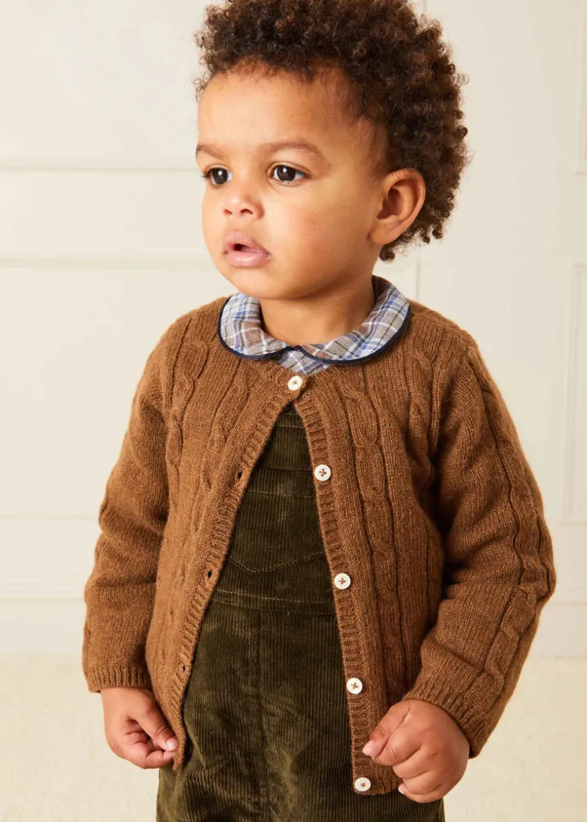 Knitwear & Cardigans | Knitwear & Cardigans | Pepa London Cable Cardigan in Brown (6mths-3yrs)