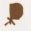 Bonnets & Booties | Bonnets & Booties | Pepa London Cable Detail Knitted Bonnet in Brown (S-L)
