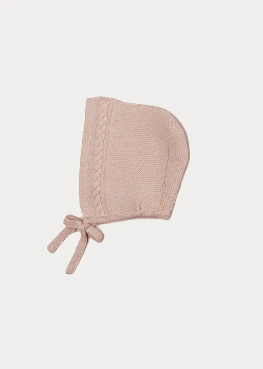 Bonnets & Booties | Bonnets & Booties | Pepa London Cable Detail Knitted Bonnet in Beige (S-L)