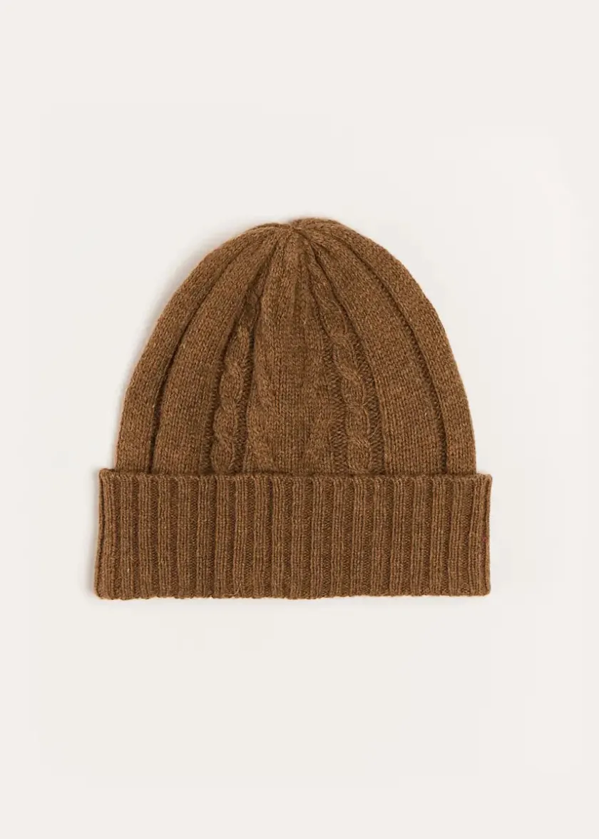 Hair Accessories | Hats | Pepa London Cable Detail Knitted Hat in Brown (S-L)