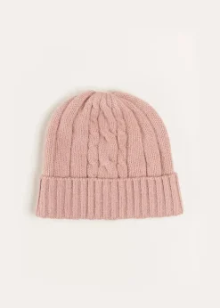 Hair Accessories | Hats | Pepa London Cable Detail Knitted Hat in Pink (S-L)