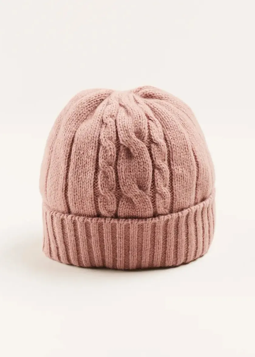 Hair Accessories | Hats | Pepa London Cable Detail Knitted Hat in Pink (S-L)
