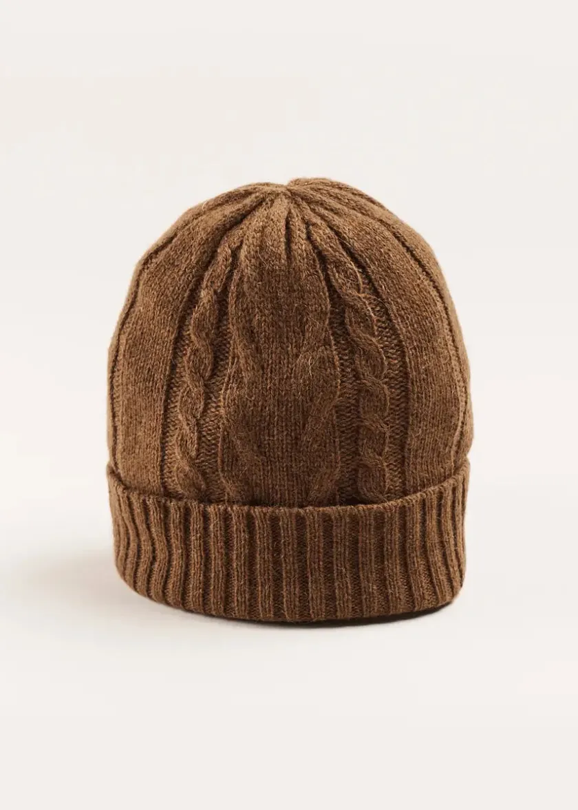 Hair Accessories | Hats | Pepa London Cable Detail Knitted Hat in Brown (S-L)