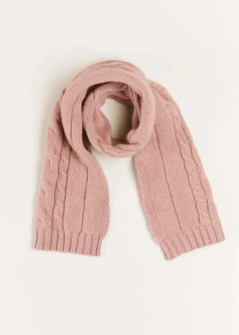 Hair Accessories | Knitted Accessories | Pepa London Cable Detail Knitted Scarf in Pink