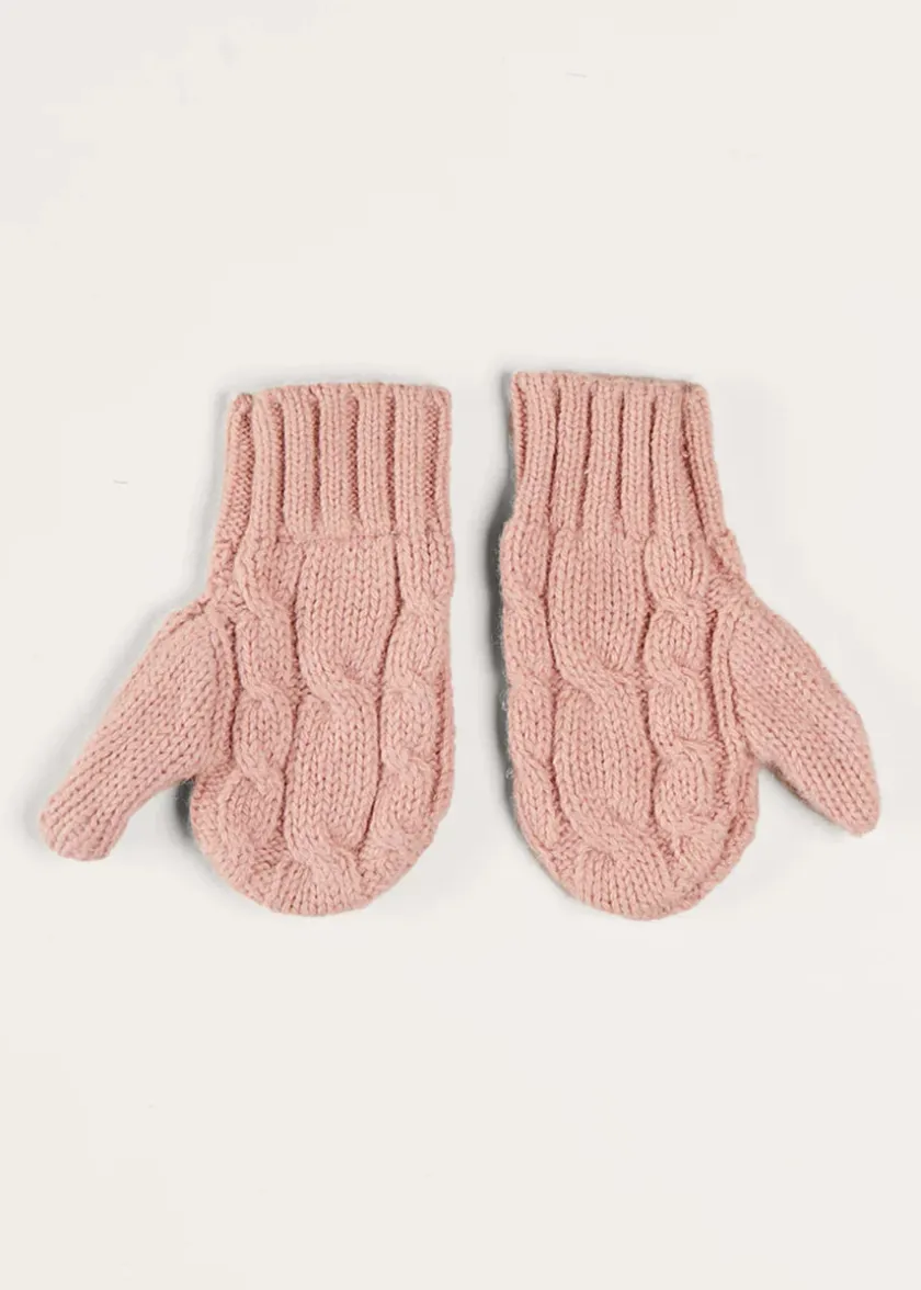 Hair Accessories | Bonnets, Booties & Mittens | Pepa London Cable Detial Knitted Mittens in Pink (S-L)